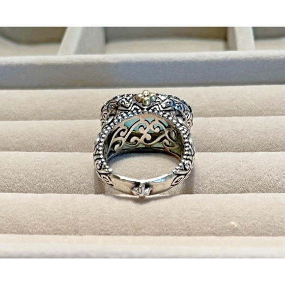 Barbara Bixby .925 & 18k Blue Chalcedony and London Blue Topaz Sadhana Ring 8.5 - Picture 3 of 5